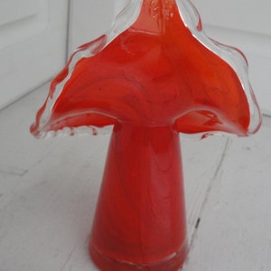 Vintage Blown Glass Lutetian Vase Jack in the Pulpit Red Swirl image 4