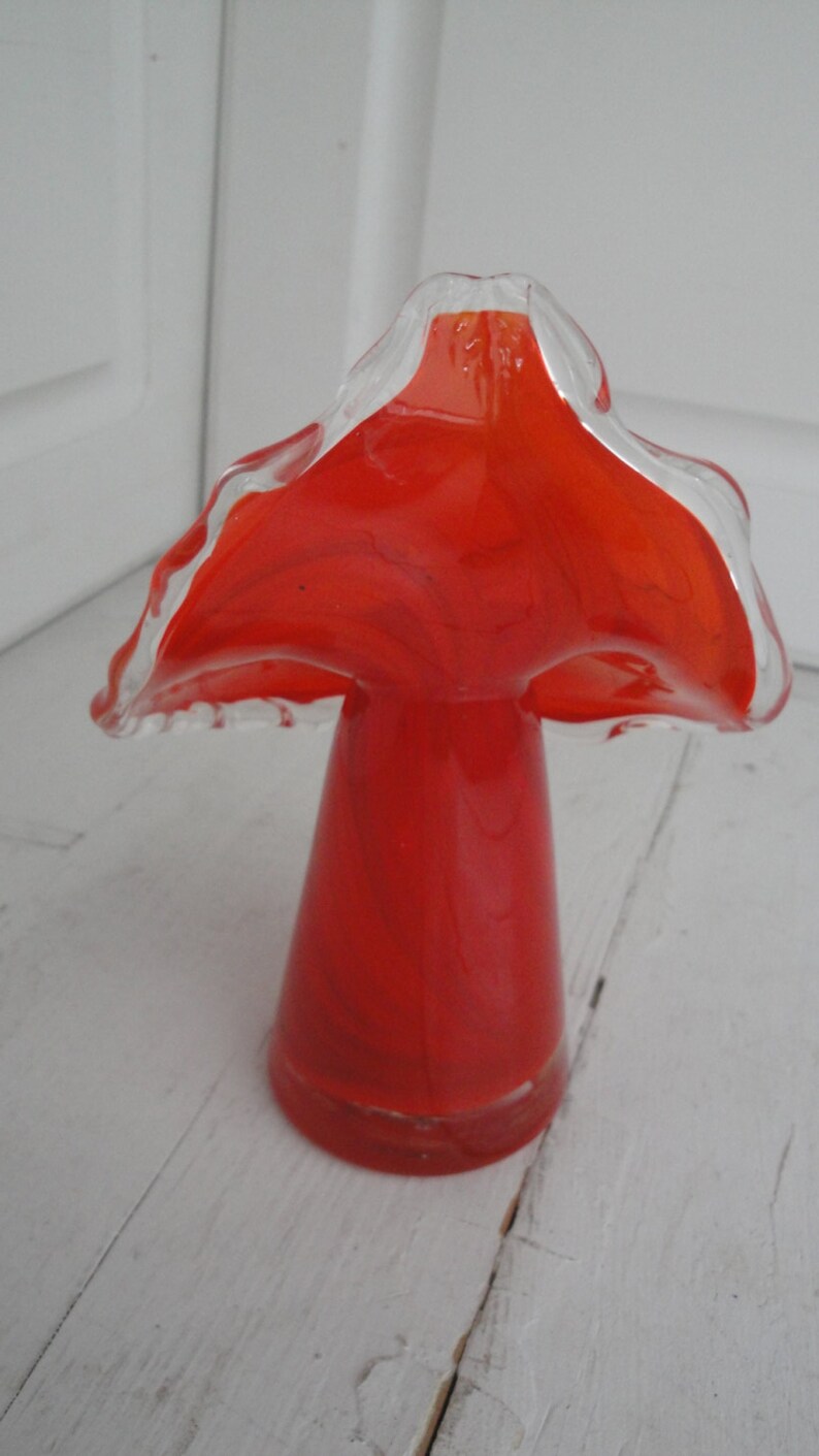 Vintage Blown Glass Lutetian Vase Jack in the Pulpit Red Swirl image 4