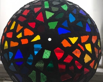 Vintage Stained Glass Lamp Shade Rainbow Black