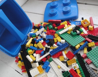 Lego Blocks Over 400 Pieces Plus Storage Container Vintage Blue Etsy Canada