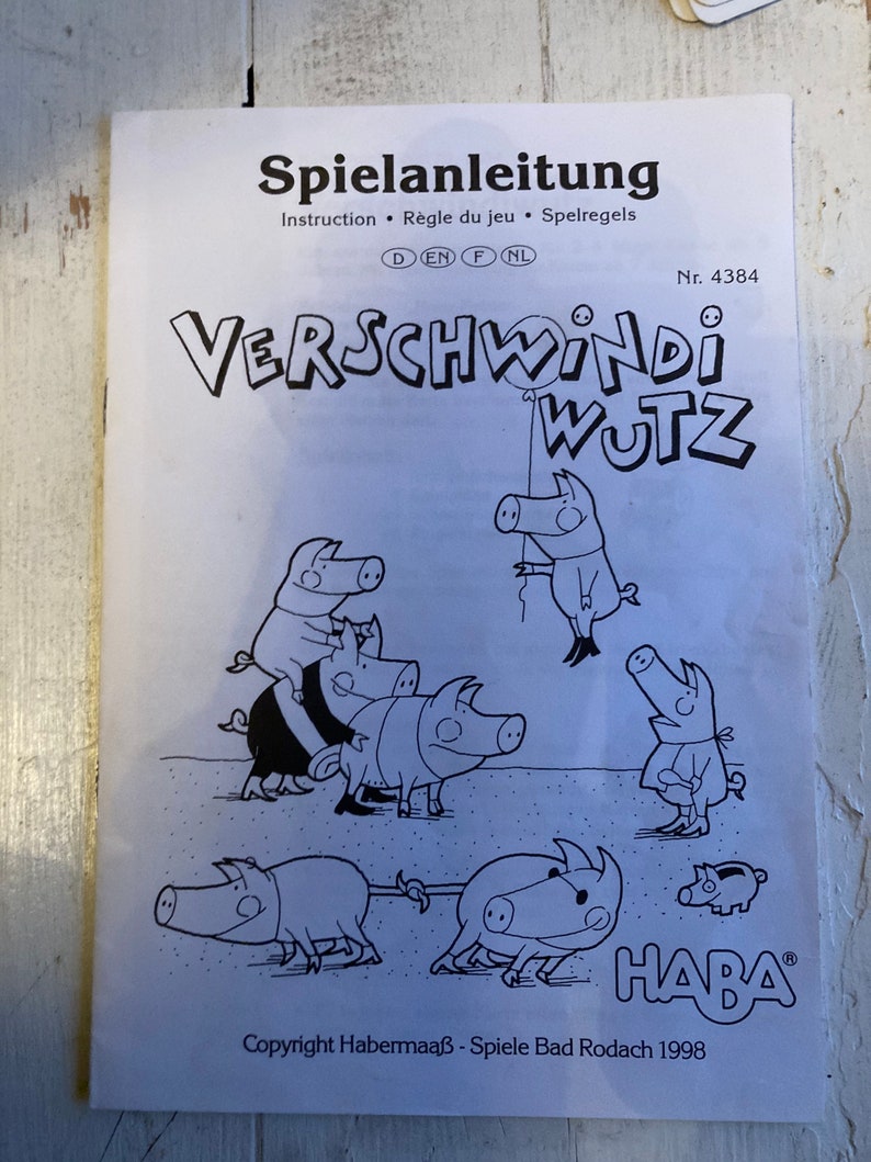 Vintage Haba Frisky Pigs Game Complete Verschwindiwutz Rare image 6