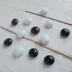 Handmade Glass Pebble Refrigerator Magnets Black White set of Twelve Neodymium image 2