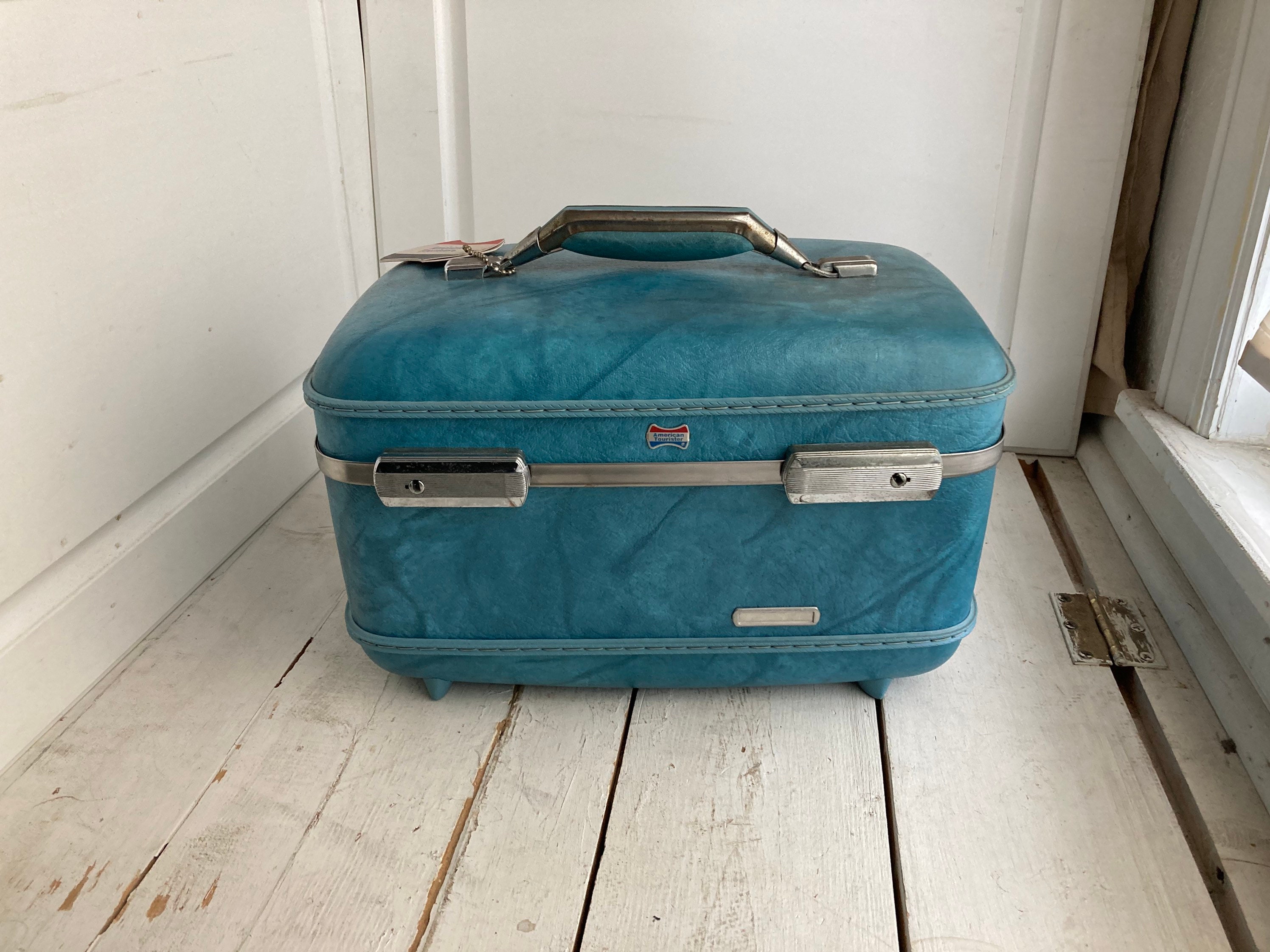 Vintage Travel Joy Suitcase Travel Joy 50s-60s Blue/Grey Tweed