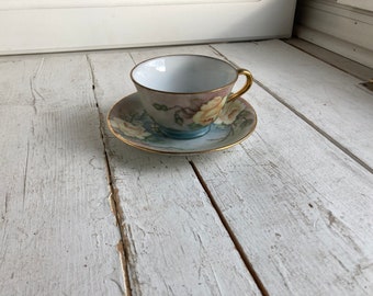 Vintage China Cream Rose Tea Cup Saucer