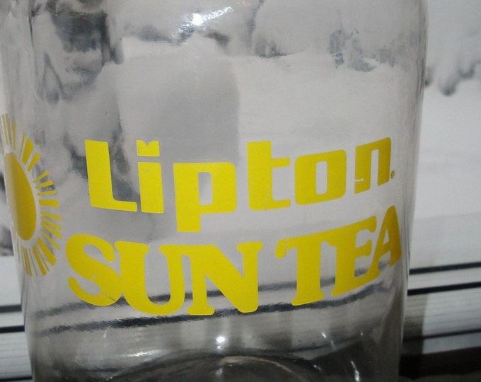 Vintage Glass Lipton Sun Tea Jug With Lid 1 Gallon Etsy