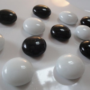 Handmade Glass Pebble Refrigerator Magnets Black White set of Twelve Neodymium image 1