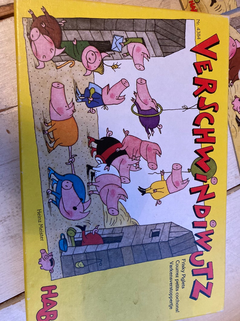 Vintage Haba Frisky Pigs Game Complete Verschwindiwutz Rare image 8