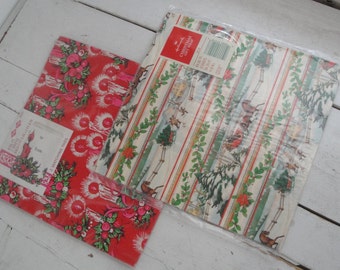 Vintage Holiday Wrapping Paper Candles Sleigh RIde
