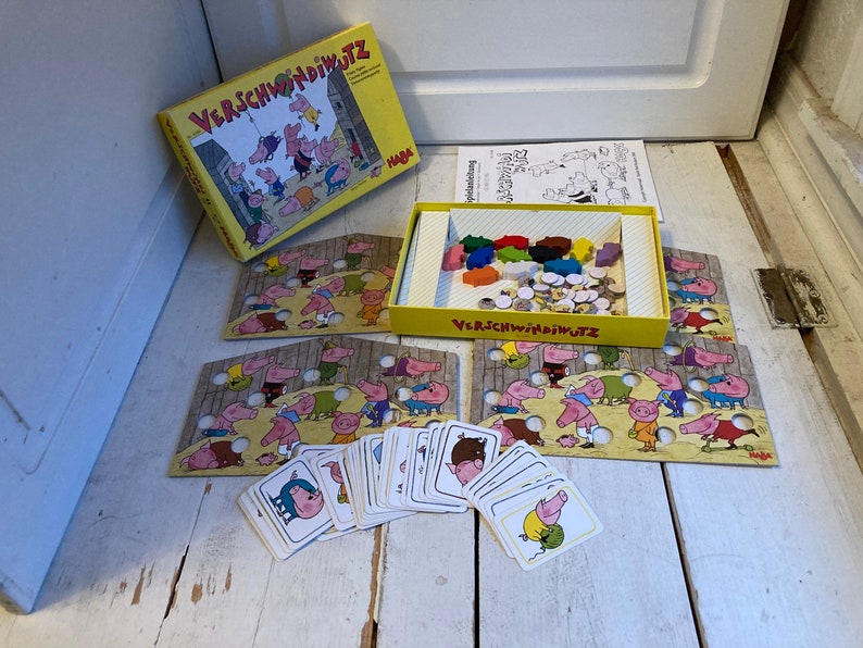 Vintage Haba Frisky Pigs Game Complete Verschwindiwutz Rare image 1