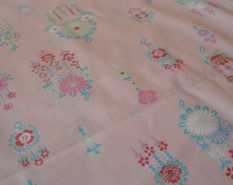 Vintage Cotton Pink Flowers Fabric 12.5 Yards