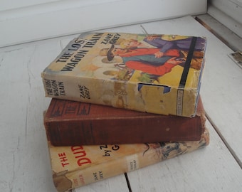 Zane Grey Set of 3 Books Vanishing America Dude Ranger Lost Wagon Train