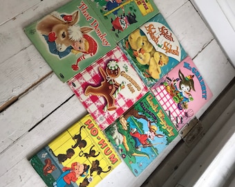 Vintage Children's Books Tell A Tale Whitman Ho Hum Donkey Gingerbread Man Uncle Wiggily