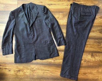 【80s】Vintage Savile Row Made Trousers Small / Size 38 Long 80s Nutters Saville Row White Wool