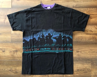Vintage 90s T-shirt Colorado Horse Riders Anvil Faded Tee USA 1992 - Size XL