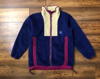 90s Vintage Men's HELLY HANSEN Blue Fleece Full Zip Sweater Size M