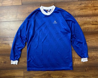 Raro Le Coq Sportif Kit Juego Camisa Manga Larga Vintage Football Jersey Sz L