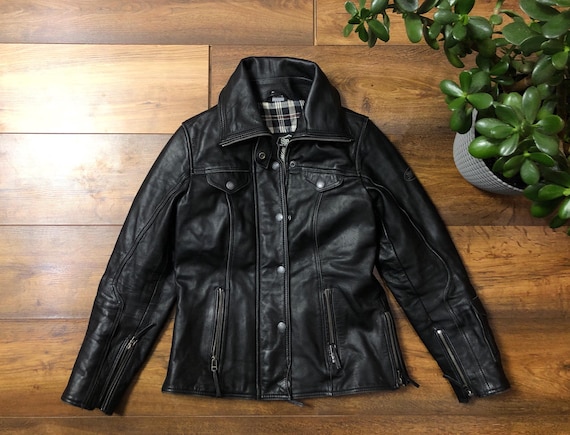 Spirit Motors Women’s Genuine Leather Biker Jacket Black Size S EU 38-40 Vintage