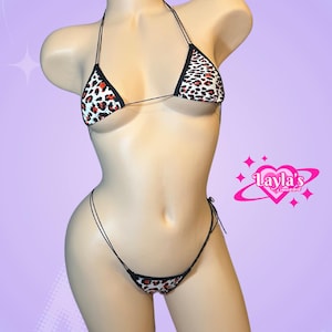 Leopard Print  thong Microkini, Exotic Dancewear cheetah print mini sexy micro pole Bikini