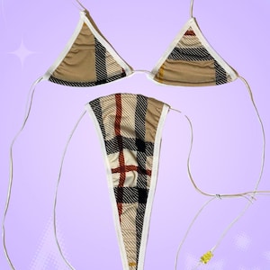 Plaid Stripper microkini | Thong Bikini Exotic Dancewear | extreme micro string bikini