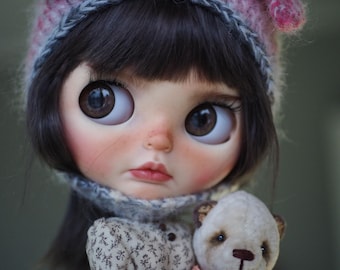 OOAK Custom Blythe Doll: Mohair Hair, Handcrafted Features