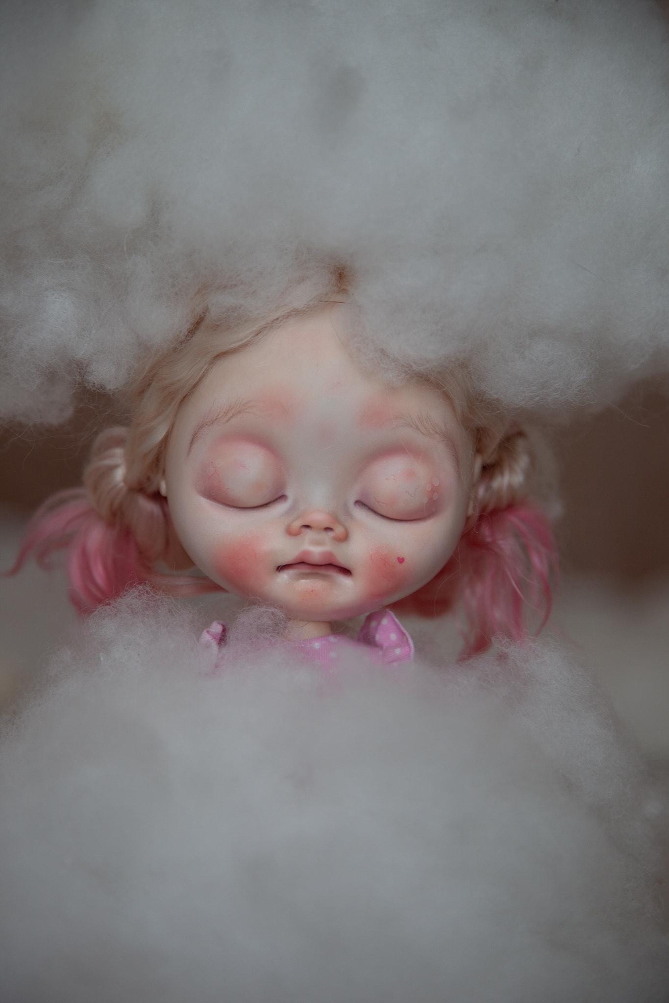 Custom fake Blythe doll with natural mohair reroot DHL shipping