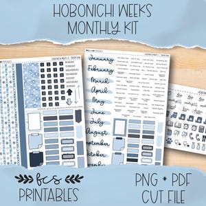 SNOW DAY Hobonichi weeks printable monthly sticker kit