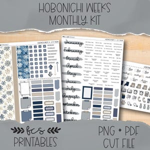 LET IT SNOW Hobonichi weeks printable monthly sticker kit
