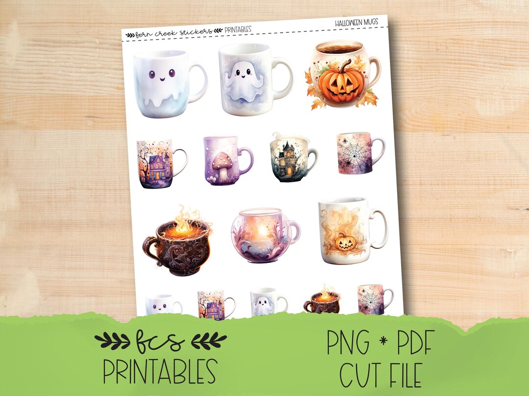 Mug Decor Sticker Printable HALLOWEEN MUGS DECO Stickers - Etsy