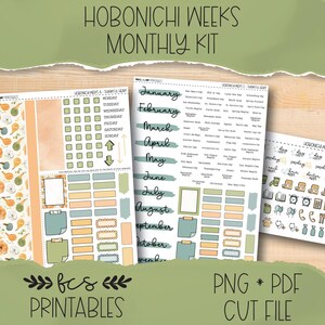 THANKFUL HEART Hobonichi weeks printable monthly sticker kit