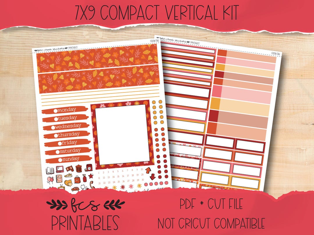 COZY FALL 7x9 Compact Vertical Printable Sticker Kit - Etsy