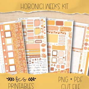 RETRO BLOOMS Hobonichi weeks printable sticker kit