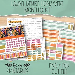 HAPPY SHAPES Laurel Denise Horizontal and Vertical printable monthly sticker kit