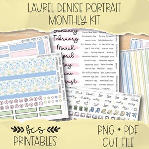 SOFT FLORALS Laurel Denise Portrait printable monthly sticker kit