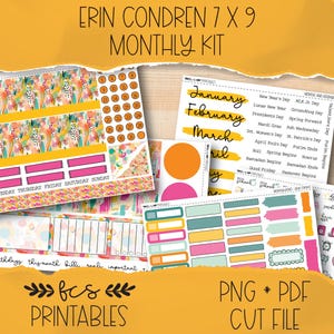 BOLD STROKES Erin Condren 7x9 printable monthly sticker kit