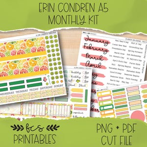 FRESH FRUIT Erin Condren A5 printable monthly sticker kit