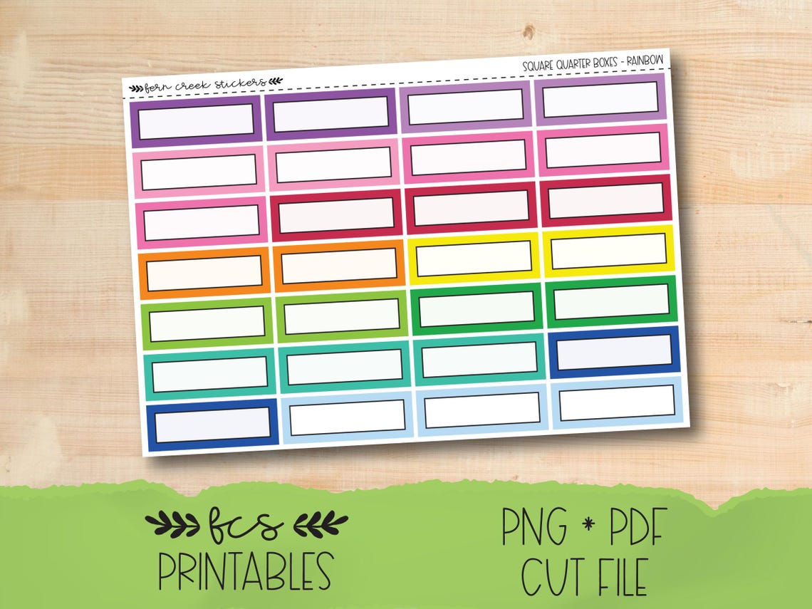 Printable QUARTER BOX Functional Planner Stickers in Four Colorways - Etsy