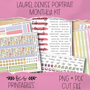 SPRING FLOWERS Laurel Denise Portrait printable monthly sticker kit
