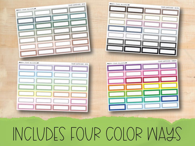 Printable QUARTER BOX Functional Planner Stickers in Four Colorways - Etsy