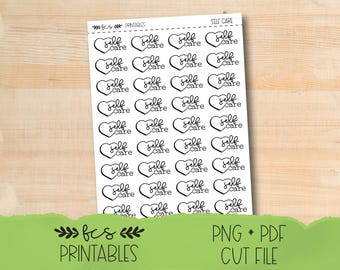 Autocollants imprimables de script doodle auto-soins dans quatre coloris