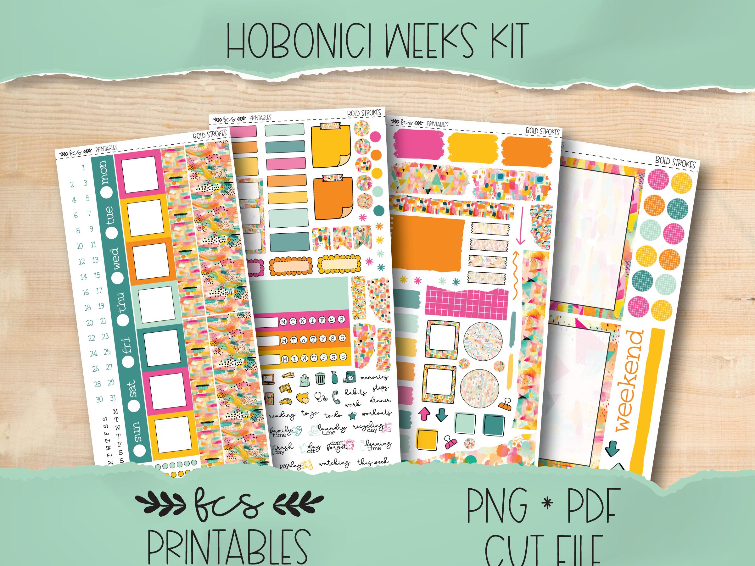 BOLD STROKES Hobonichi weeks printable sticker kit