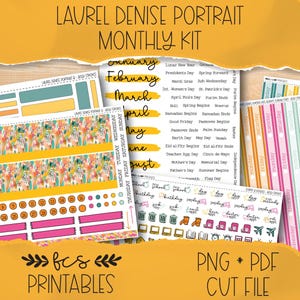 BOLD STROKES Laurel Denise Portrait printable monthly sticker kit