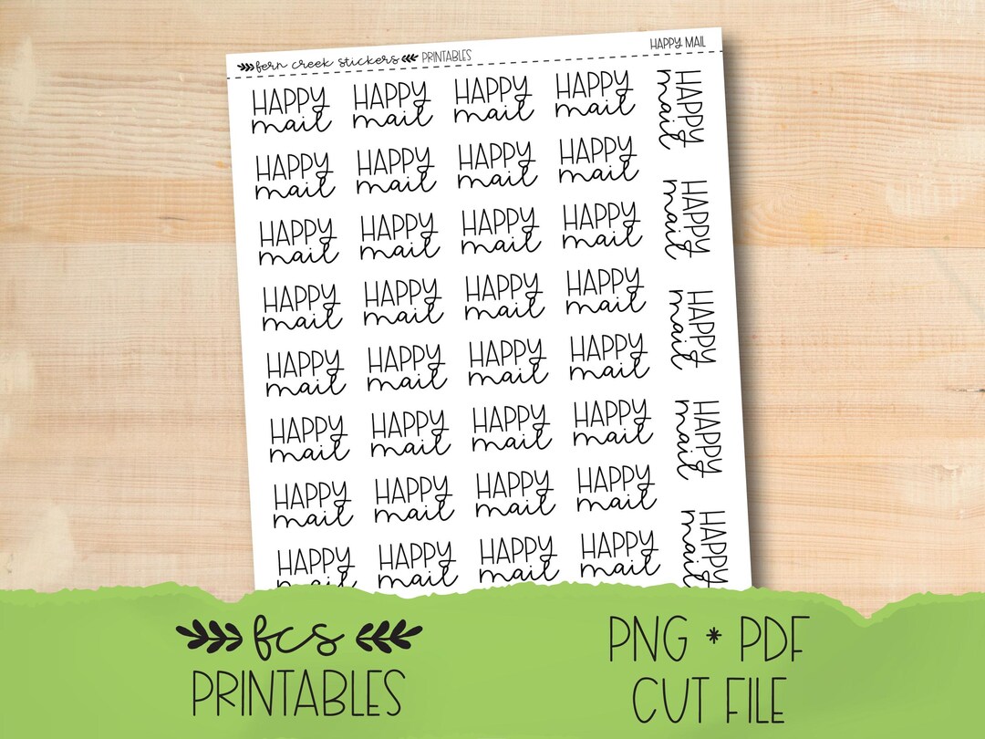 Mail Script Decal Ribtable Printable HAPPY MAIL Script Duo Stickers in Four Colorways - Etsy