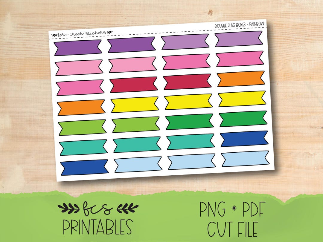 Printable DOUBLE FLAG LABEL Functional Planner Stickers in Four ...