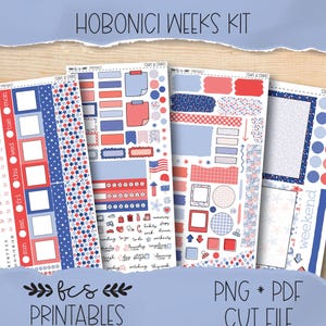 STARS & STRIPES Hobonichi weeks printable sticker kit