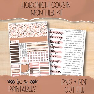 WILD LOVE Hobonichi Cousin printable monthly sticker kit