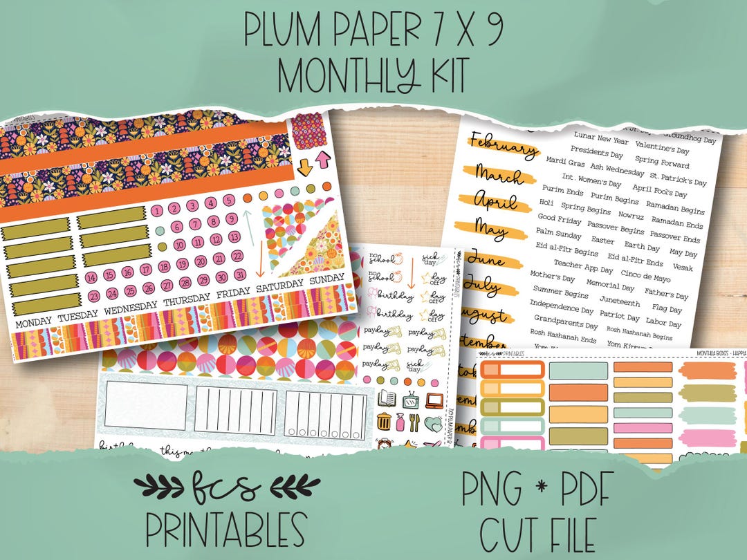 HAPPY SHAPES Plum Paper 7x9 Printable Monthly Sticker Kit - Etsy
