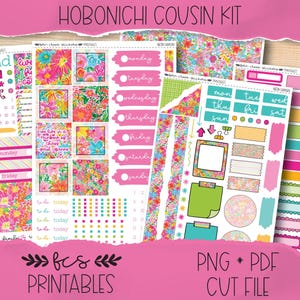 NEON GARDEN Hobonichi Cousin printable sticker kit (weekly + daily)