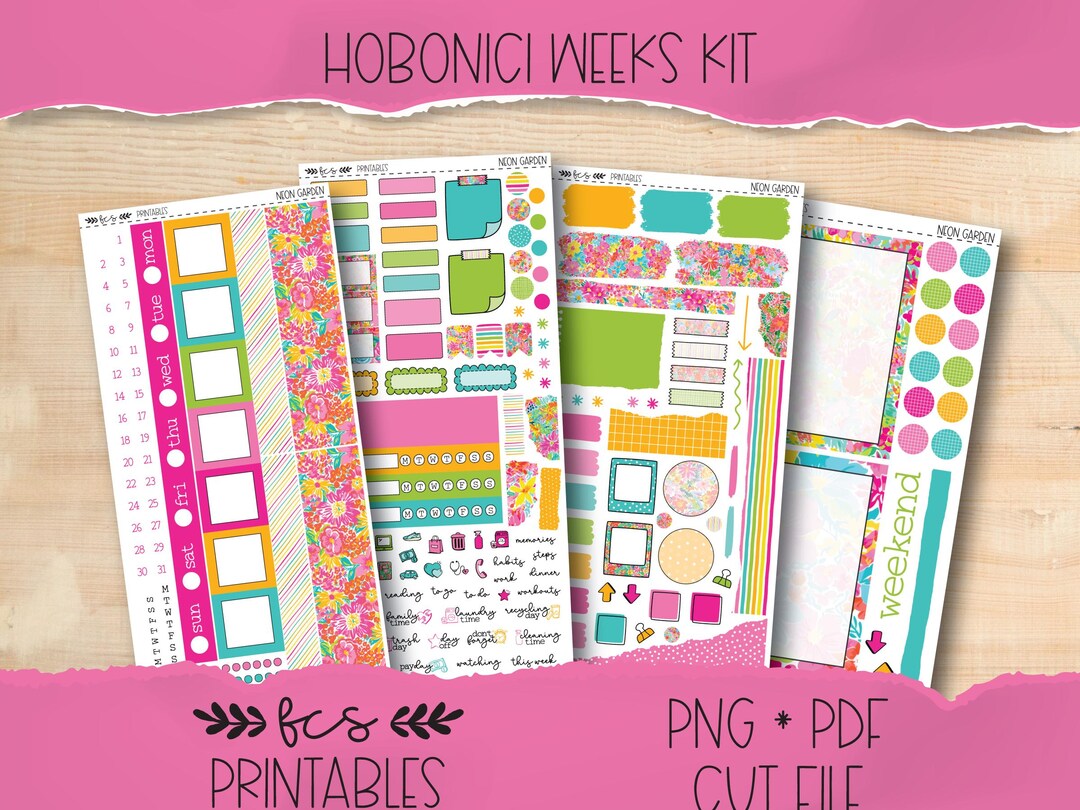 NEON GARDEN Hobonichi Weeks Printable Sticker Kit - Etsy