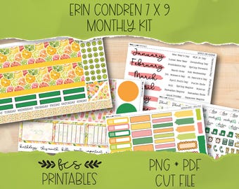 STARS & STRIPES Erin Condren 7x9 Printable Monthly Sticker Kit - Etsy