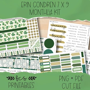 LUCKY Erin Condren 7x9 printable monthly sticker kit